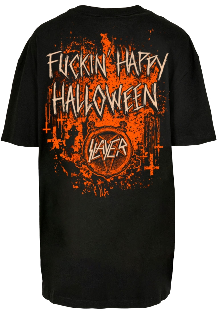 Tricou Boyfriend supradimensionat Slayer - Halloween Skulls pentru Femei negru Merchcode