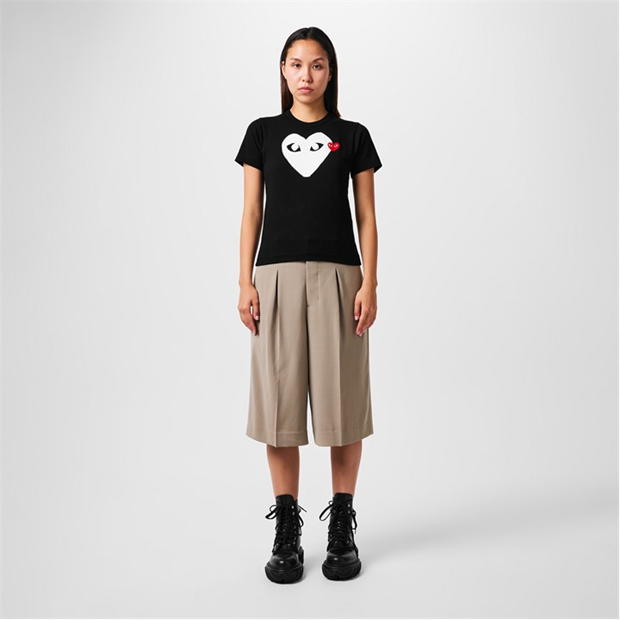 Tricou COMME DES GARCONS PLAY alb Heart negru