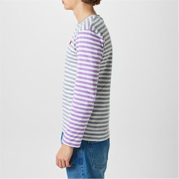 Tricou COMME DES GARCONS PLAY Bi-Colour cu dungi gri mov