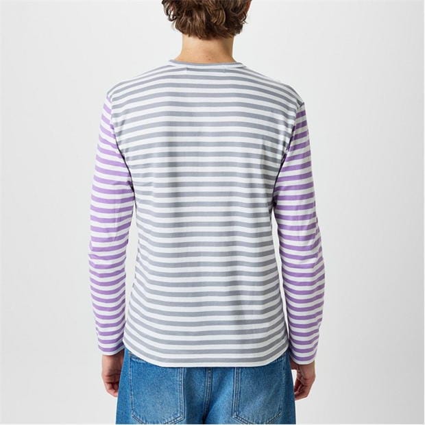 Tricou COMME DES GARCONS PLAY Bi-Colour cu dungi gri mov