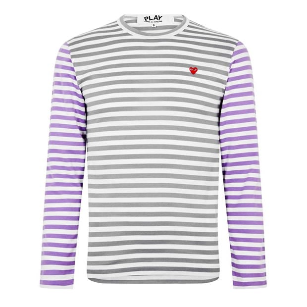 Tricou COMME DES GARCONS PLAY Bi-Colour cu dungi gri mov