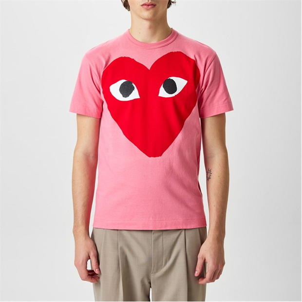 Tricou COMME DES GARCONS PLAY Big Heart roz rosu