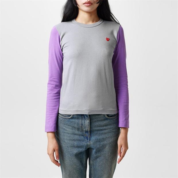 Tricou COMME DES GARCONS PLAY Colour Block gri mov