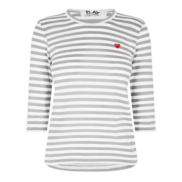 Tricou COMME DES GARCONS PLAY cu dungi gri alb