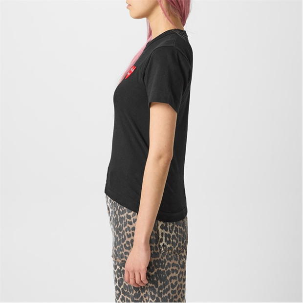 Tricou COMME DES GARCONS PLAY Double Peeping Hearts negru rosu