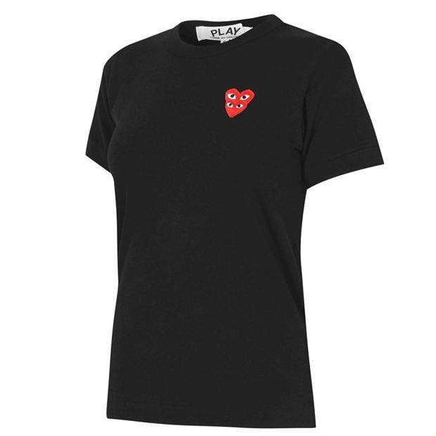 Tricou COMME DES GARCONS PLAY Double Peeping Hearts negru rosu