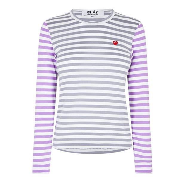 Tricou COMME DES GARCONS PLAY Dual cu dungi gri mov