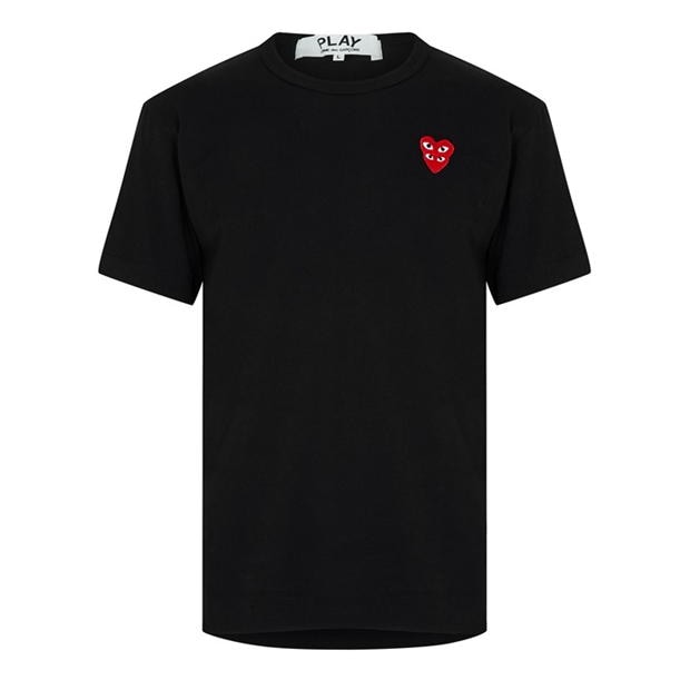 Tricou COMME DES GARCONS PLAY Embroidered Hearts negru