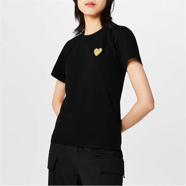 Tricou COMME DES GARCONS PLAY Gold Heart negru auriu