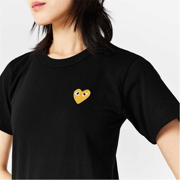 Tricou COMME DES GARCONS PLAY Gold Heart negru auriu