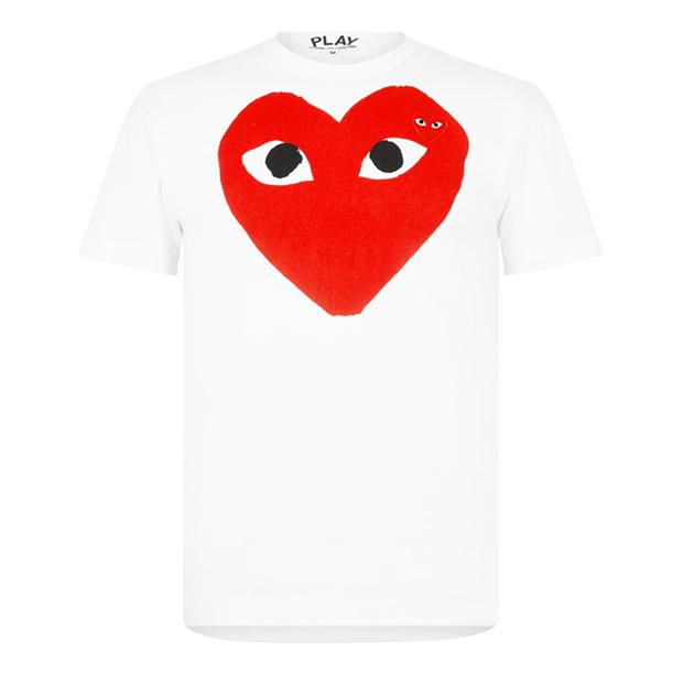 Tricou COMME DES GARCONS PLAY Heart Logo bumbac alb rosu