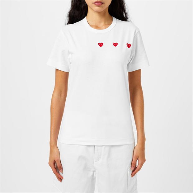 Tricou COMME DES GARCONS PLAY Horizontal Heart alb