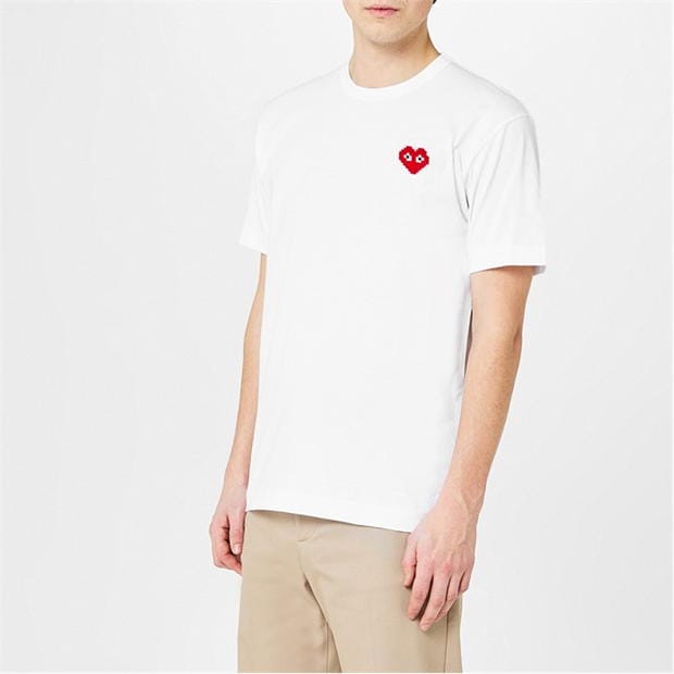 Tricou COMME DES GARCONS PLAY Invader Heart alb