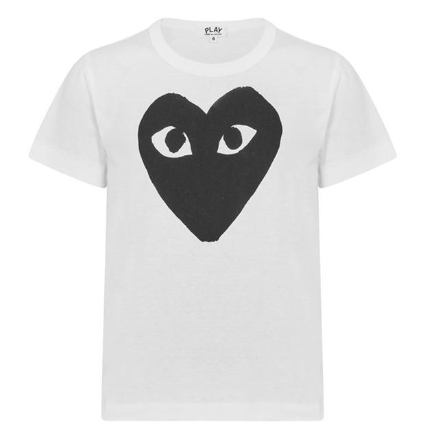 Tricou COMME DES GARCONS PLAY Large Peeping Heart pentru copii alb