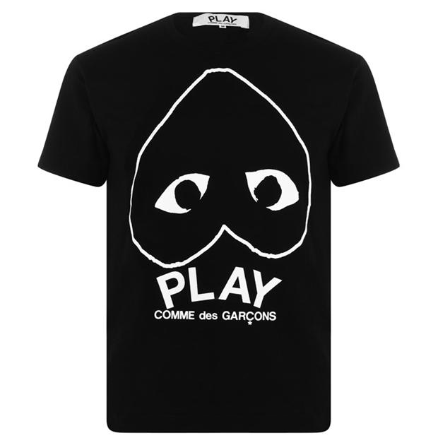 Tricou COMME DES GARCONS PLAY Logo Print bumbac negru alb