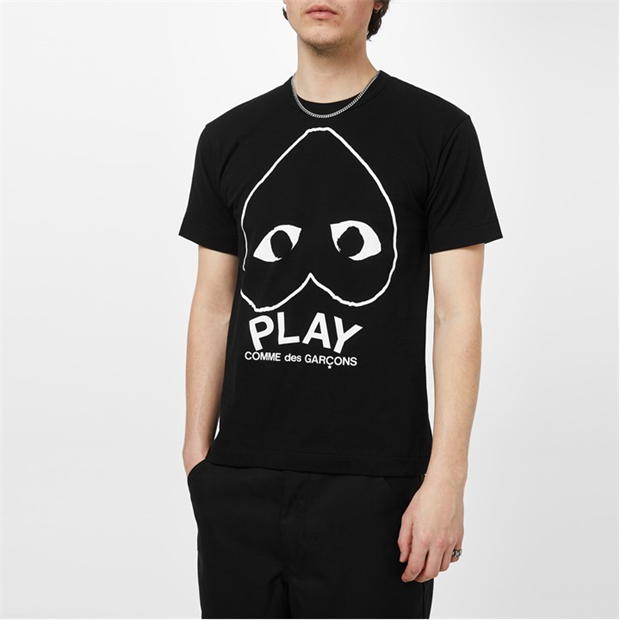 Tricou COMME DES GARCONS PLAY Logo Print bumbac negru alb