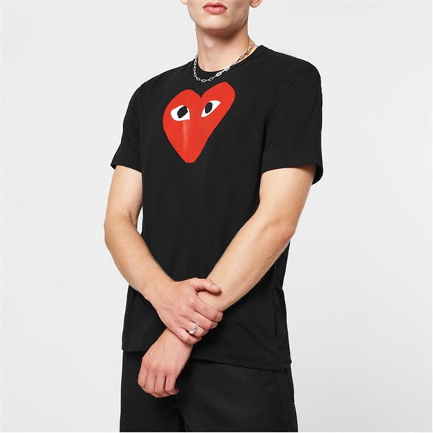 Tricou COMME DES GARCONS PLAY Medium Peeping Heart negru rosu