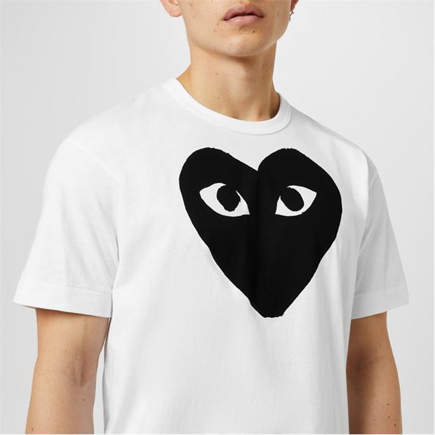 Tricou COMME DES GARCONS PLAY Peeping Heart alb negru