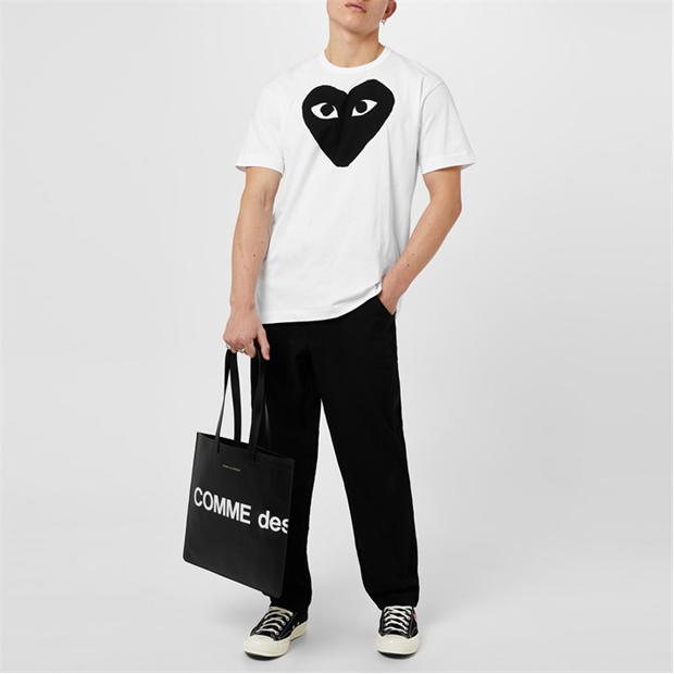 Tricou COMME DES GARCONS PLAY Peeping Heart alb negru