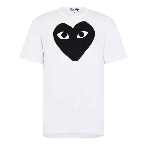 Tricou COMME DES GARCONS PLAY Peeping Heart alb negru