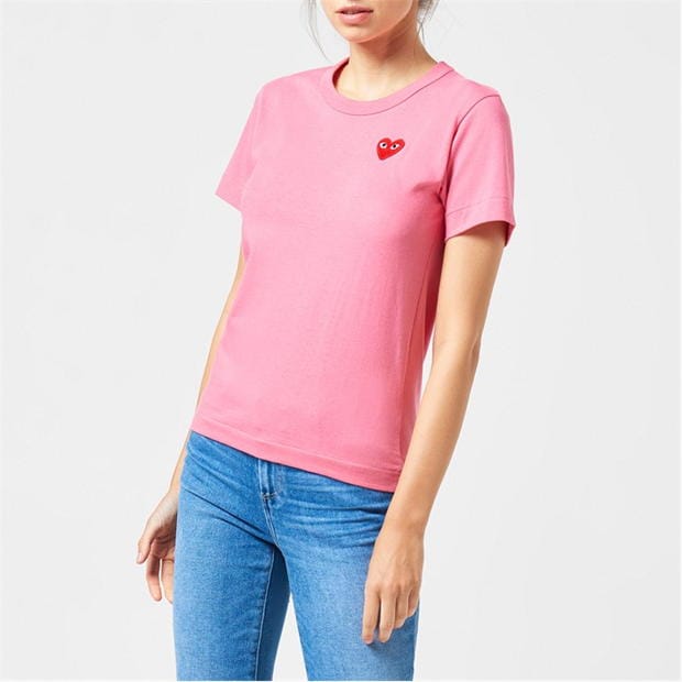 Tricou COMME DES GARCONS PLAY Peeping Heart Appliqué roz