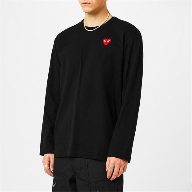 Tricou COMME DES GARCONS PLAY Peeping Heart cu Maneca Lunga negru