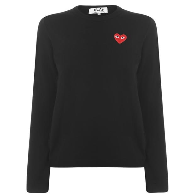 Tricou COMME DES GARCONS PLAY Peeping Heart cu Maneca Lunga negru rosu