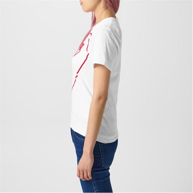 Tricou COMME DES GARCONS PLAY Peeping Heart Outline alb rosu