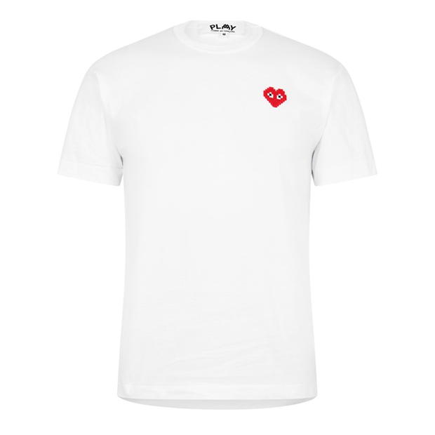 Tricou COMME DES GARCONS PLAY Pixel Heart alb rosu