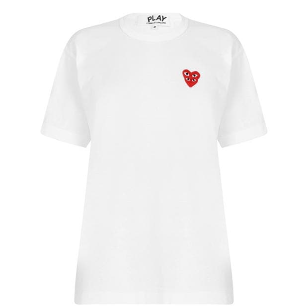 Tricou COMME DES GARCONS PLAY Play Double Heart alb