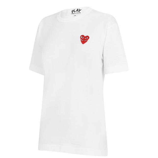 Tricou COMME DES GARCONS PLAY Play Double Heart alb