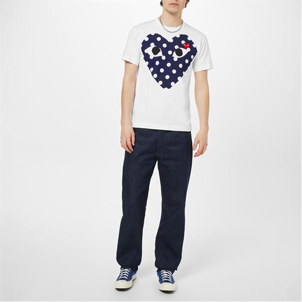 Tricou COMME DES GARCONS PLAY Polka Dot alb