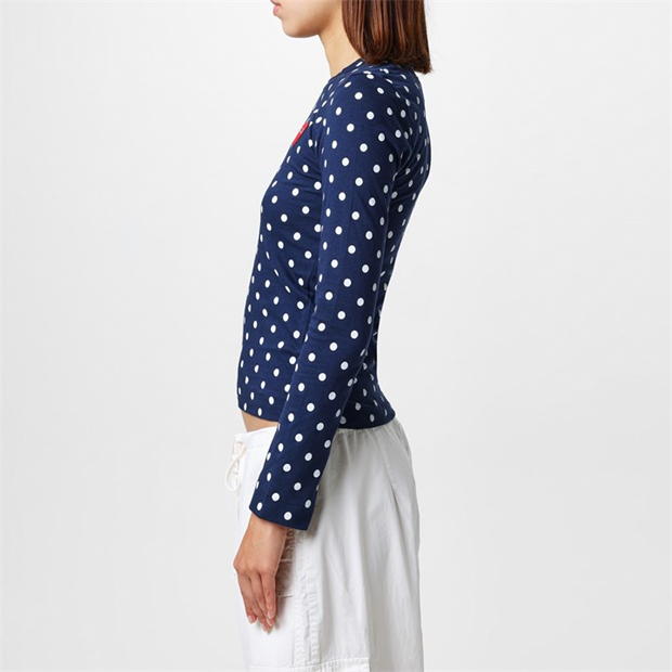 Tricou COMME DES GARCONS PLAY Polka Dot bleumarin albastru