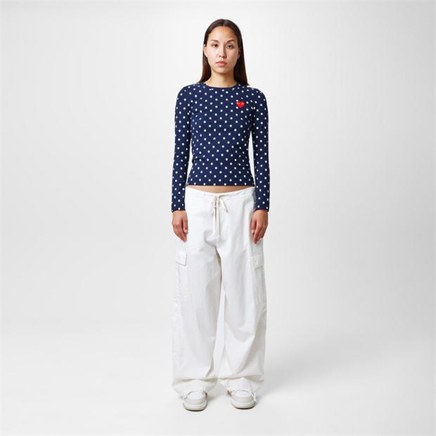 Tricou COMME DES GARCONS PLAY Polka Dot bleumarin albastru