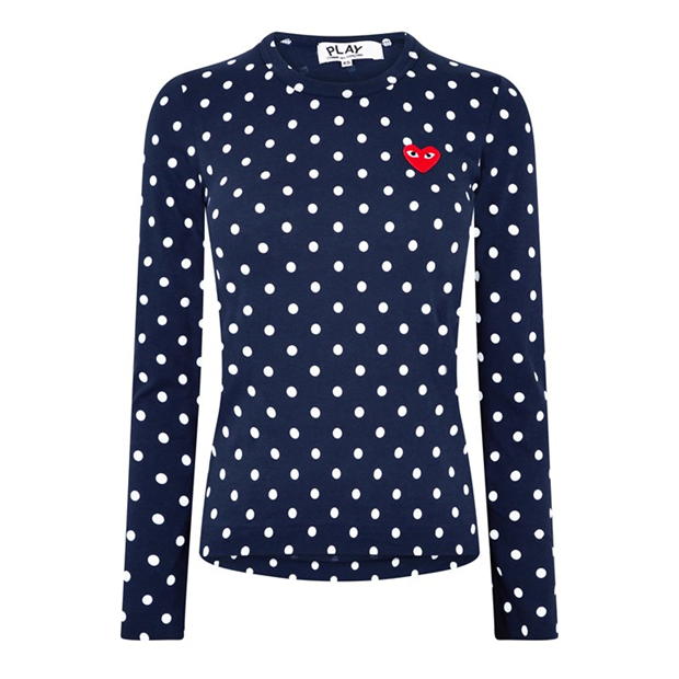 Tricou COMME DES GARCONS PLAY Polka Dot bleumarin albastru