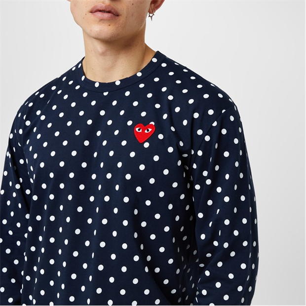 Tricou COMME DES GARCONS PLAY Polka Dot Heart bleumarin