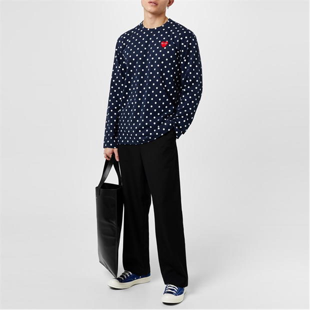 Tricou COMME DES GARCONS PLAY Polka Dot Heart bleumarin