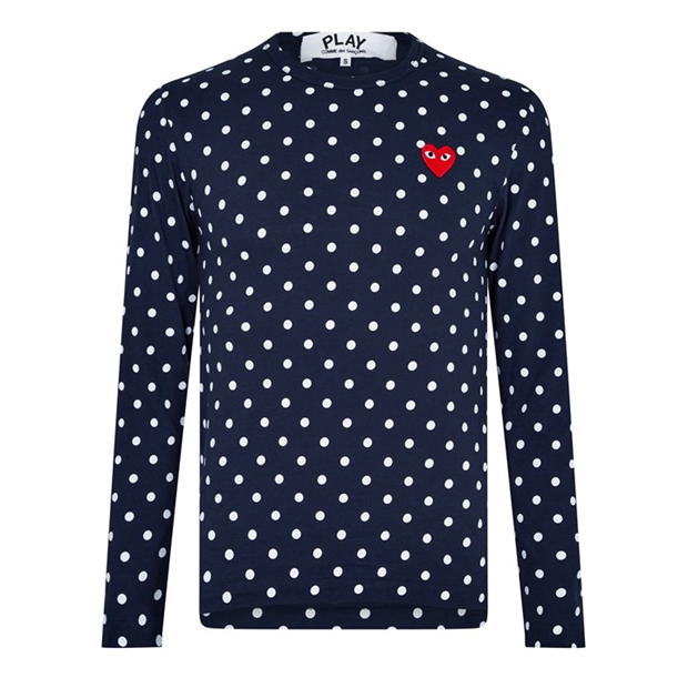 Tricou COMME DES GARCONS PLAY Polka Dot Heart bleumarin