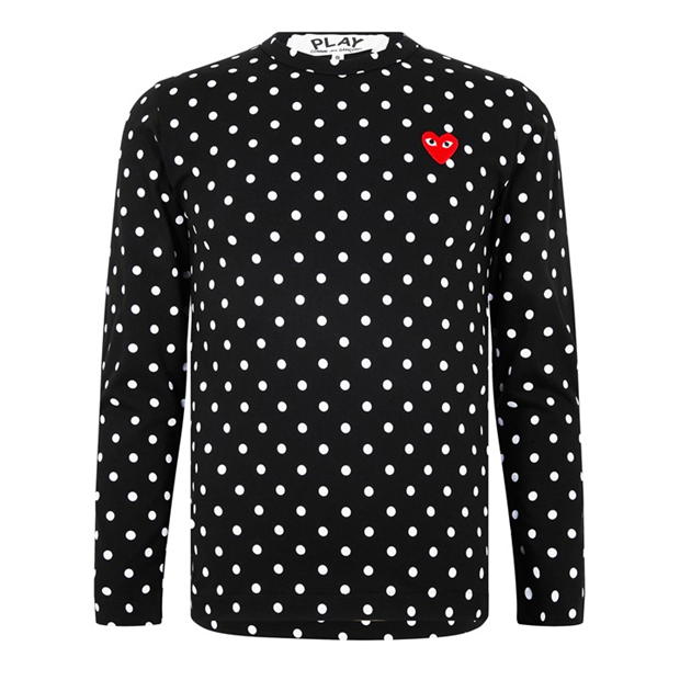 Tricou COMME DES GARCONS PLAY Polka Dot Heart negru