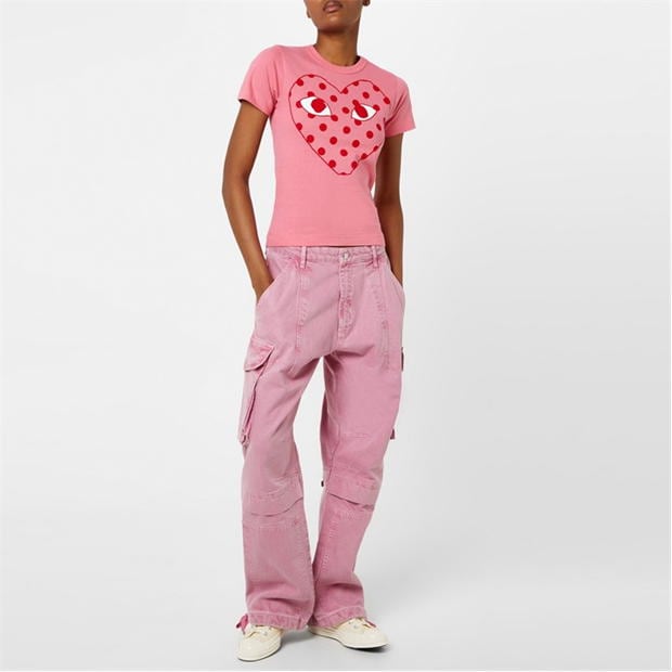 Tricou COMME DES GARCONS PLAY Polka Dot Heart roz