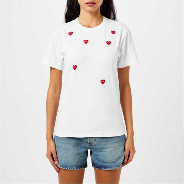 Tricou COMME DES GARCONS PLAY Scattered Hearts alb