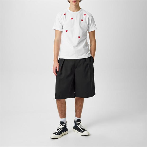 Tricou COMME DES GARCONS PLAY Scattered Hearts bumbac alb