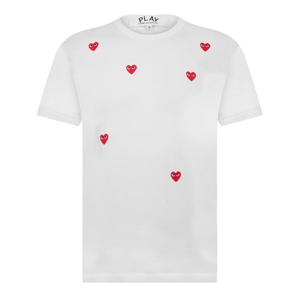 Tricou COMME DES GARCONS PLAY Scattered Hearts bumbac alb