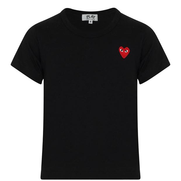 Tricou COMME DES GARCONS PLAY Small rosu Peeping Heart pentru copii negru