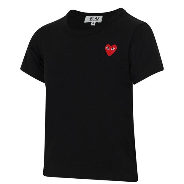 Tricou COMME DES GARCONS PLAY Small rosu Peeping Heart pentru copii negru