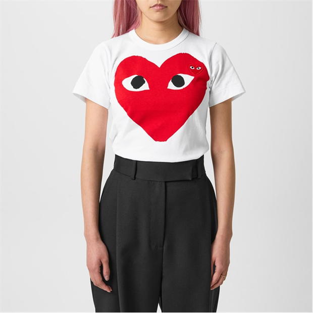 Tricou COMME DES GARCONS PLAY Xl Peeping Heart alb