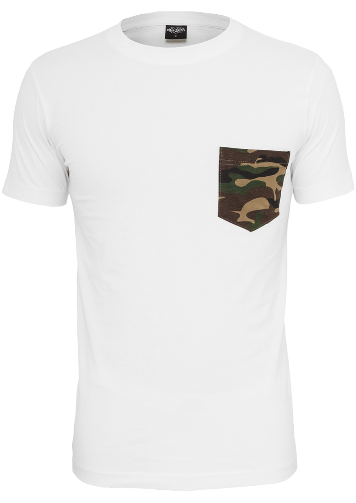 Tricou cu buzunar Camo alb camuflaj Urban Classics