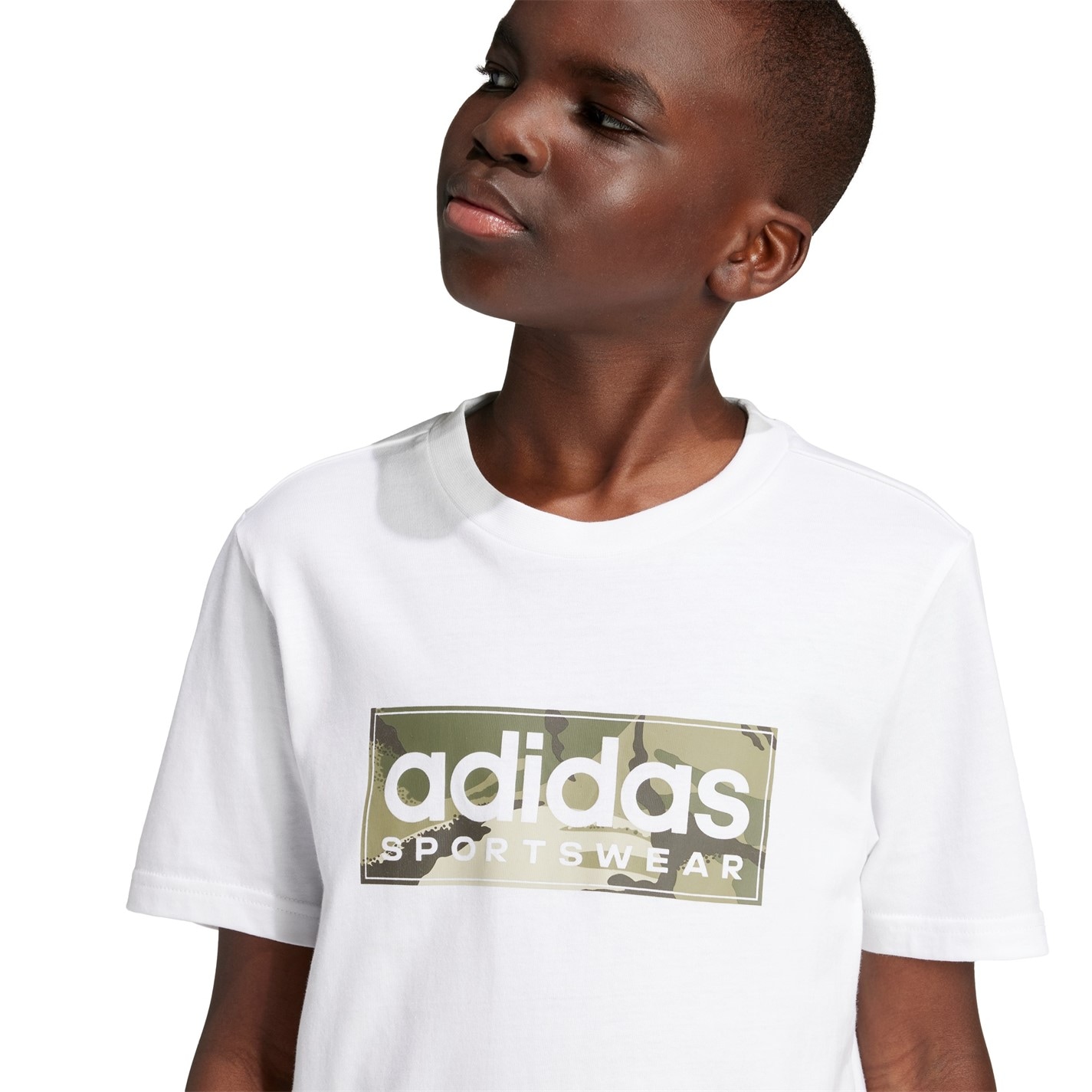 Tricou cu imprimeu adidas pentru copii negru alb gri