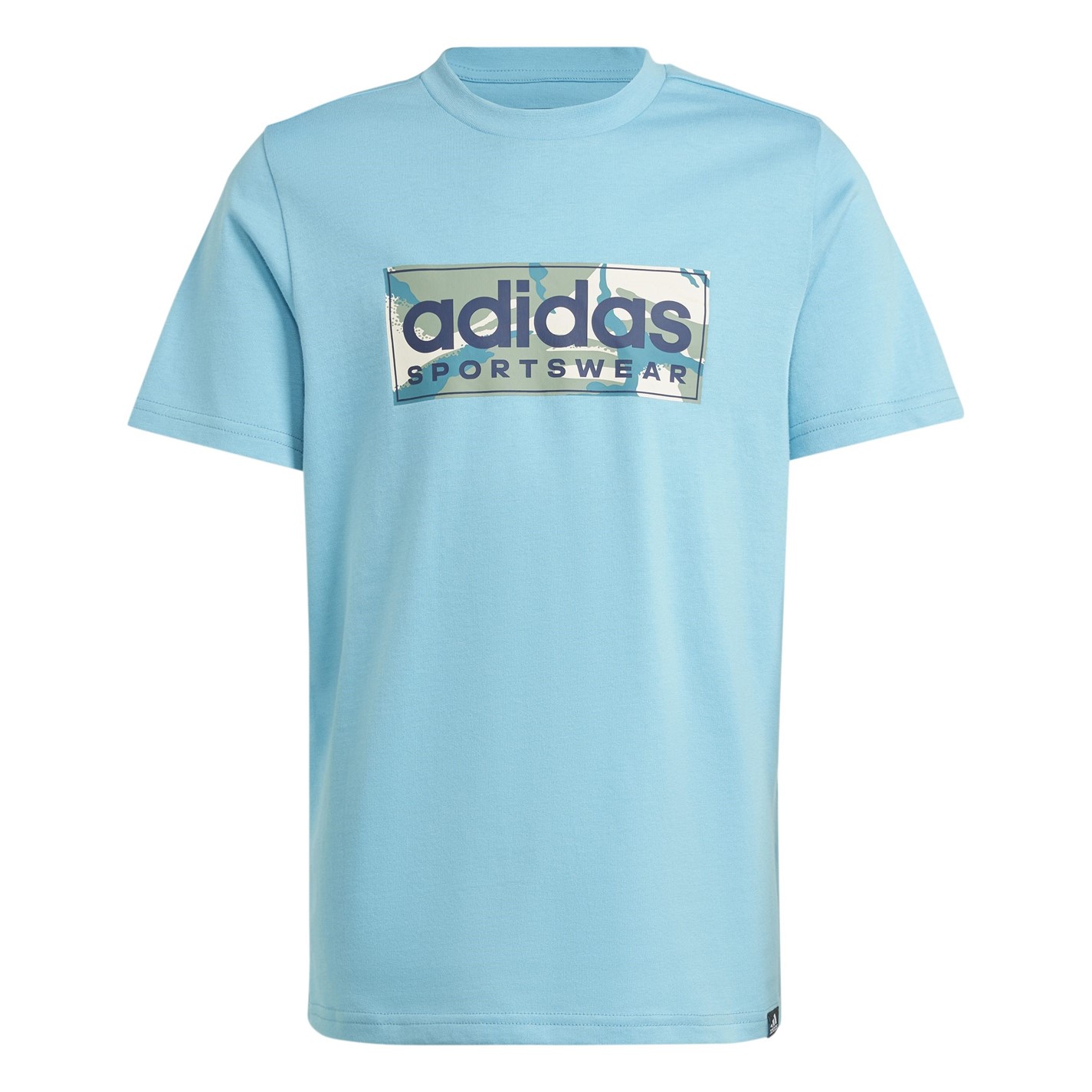 Tricou cu imprimeu adidas pentru copii albastru aqua