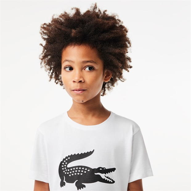 Tricou cu imprimeu Lacoste Large alb